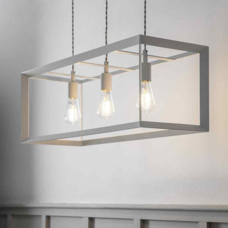 Suspension triple industrielle acier blanc craie H28,5|Suspensions|Lampe Avenue