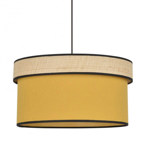 Suspension raphia et jaune moutarde|Suspensions|Lampe Avenue