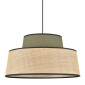 Suspension conique coton vert kaki et raphia|Suspensions|Lampe Avenue