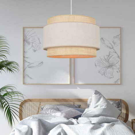 Suspension raphia et coton beige sable|Suspensions|Lampe Avenue