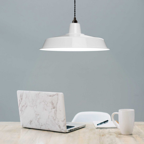 Suspension atelier blanc brillant - Made In France|Suspensions|Lampe Avenue Suspension atelier blanc brillant - Made In France|Suspensions|Lampe Avenue