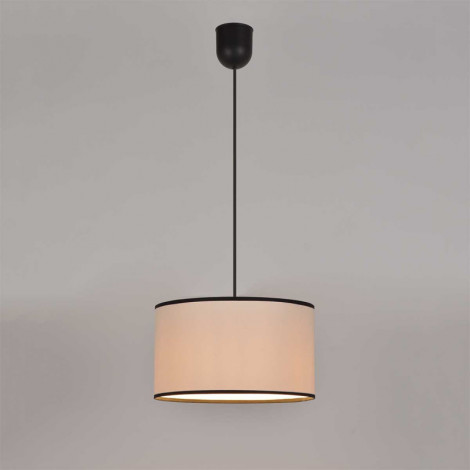 Suspension abat-jour en tissu blanc et liseré noir (plusieurs dimensions)|Suspensions|Lampe Avenue
