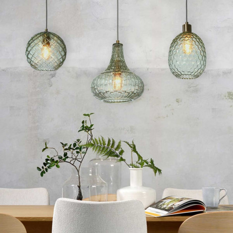 Suspension goutte en verre fumé vert Venice|Suspensions|Lampe Avenue
