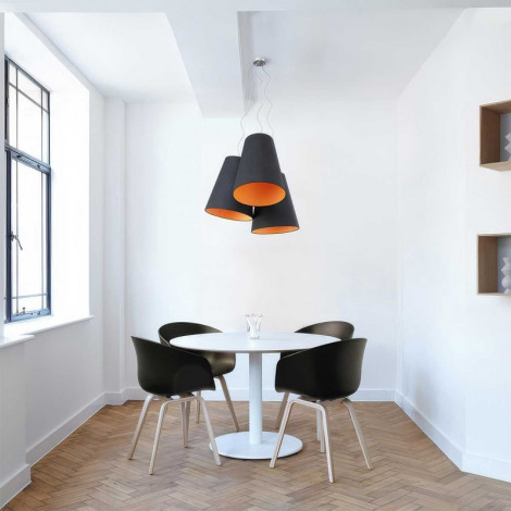Suspension trois abat-jour gris anthracite et mandarine|Suspensions|Lampe Avenue