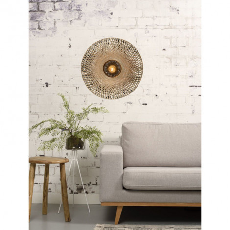 Applique murale en bambou noir et naturel Ø87cm|Appliques murales|Lampe Avenue