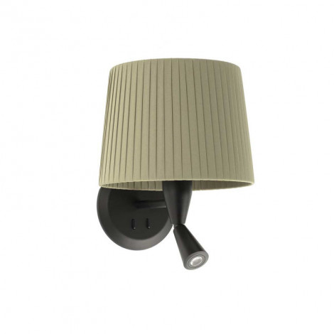 Lampe applique murale noire avec liseuse et abat-jour plissé vert kaki|Appliques murales|Lampe Avenue
