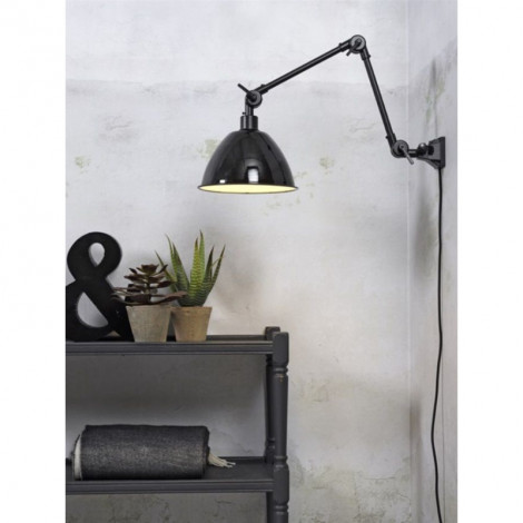 Applique murale en émail noir avec bras extensible et orientable|Appliques murales|Lampe Avenue