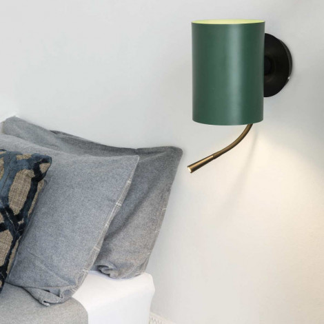 Applique murale verte cylindrique avec liseuse|Appliques murales|Lampe Avenue