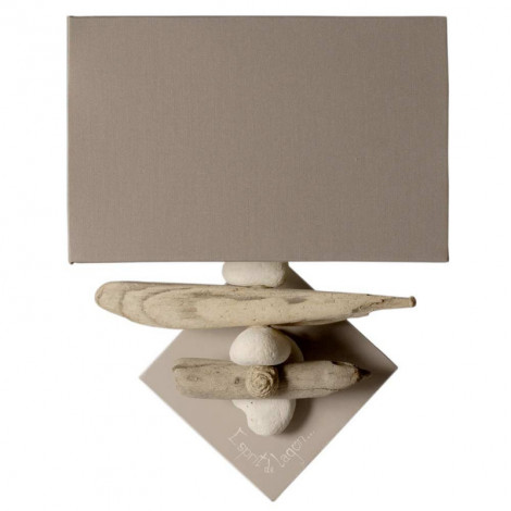 Applique galets et bois flottés abat jour taupe|Appliques murales|Lampe Avenue Applique galets et bois flottés abat jour taupe|Appliques murales|Lampe Avenue