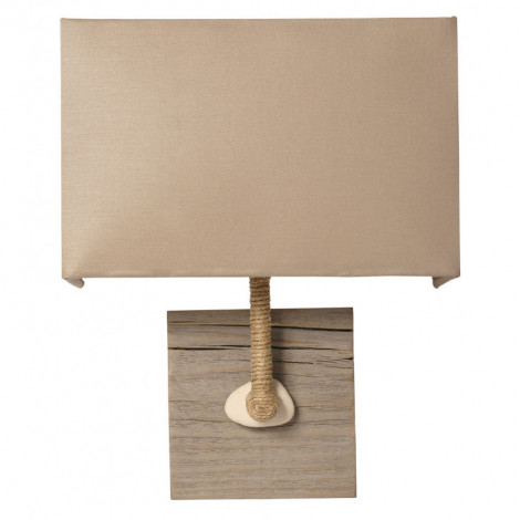 Applique murale en bois vieilli et galet abat jour taupe|Appliques murales|Lampe Avenue