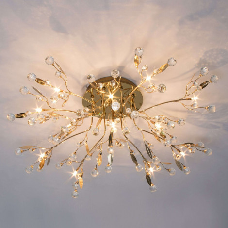 Plafonnier cristal doré 85cm - Gutenstein|Plafonnier|Kosilum