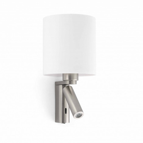 Applique de lit gris mat abat-jour blanc et liseuse|Appliques murales|Lampe Avenue