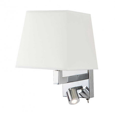 Applique hôtel chrome abat-jour blanc plus liseuse|Appliques murales|Lampe Avenue