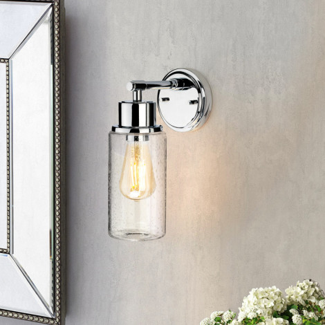 Applique de salle de bain en verre bullé et chromée|Appliques murales|Lampe Avenue