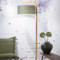 Lampadaire en bambou et abat-jour en lin vert|Lampadaire|Lampe Avenue