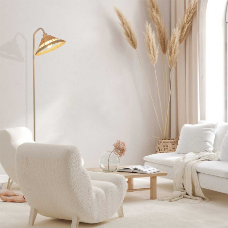 Lampadaire Esterel effet bois et rotin|Lampadaire|Lampe Avenue