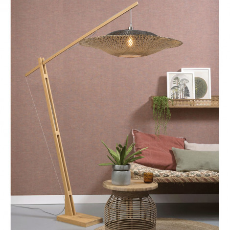Lampadaire Kalimantan bambou Pied articulé 207 cm - Grand Abat-jour 87x20 cm|Lampadaire|Lampe Avenue