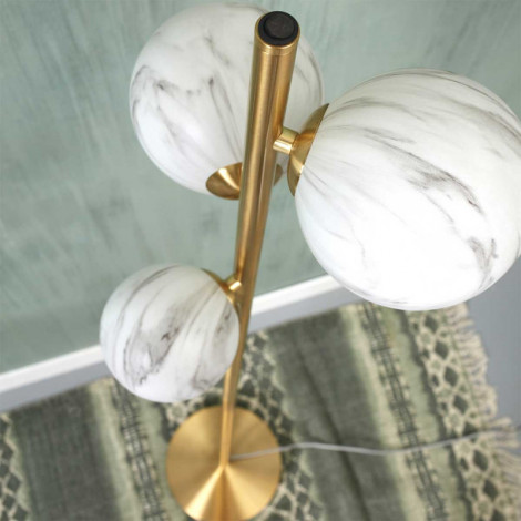 Lampadaire 3 globes marbre et laiton|Lampadaire|Lampe Avenue