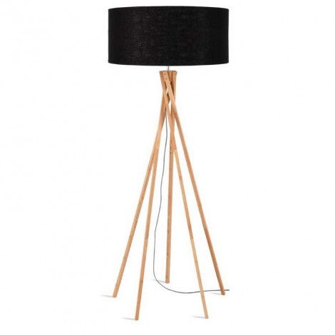 Luminaire trépied bambou abat-jour noir|Lampadaire|Lampe Avenue Luminaire trépied bambou abat-jour noir|Lampadaire|Lampe Avenue