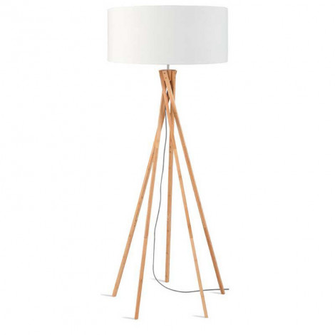 Lampadaire trépied bambou abat-jour blanc|Lampadaire|Lampe Avenue