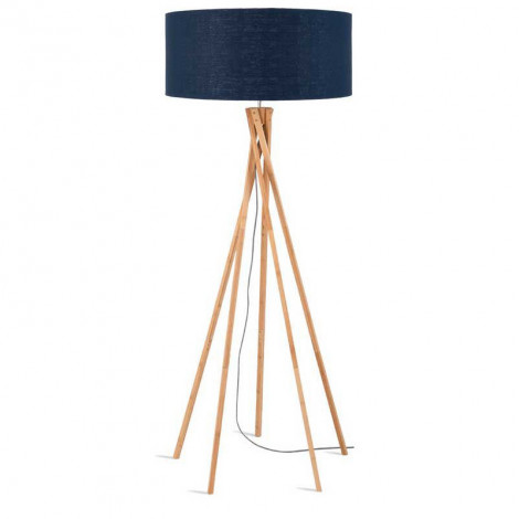 Lampadaire bambou abat-jour bleu|Lampadaire|Lampe Avenue