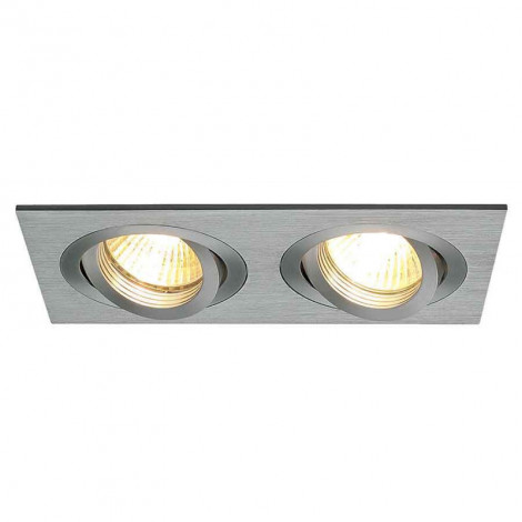 TRIA 2 GU10 encastré rect alu brossé max 2x 50W clips ressorts|Spot|Lampe Avenue