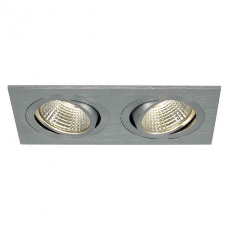 KIT TRIA 2 LED CARRE alu brossé 2x6W 38° 2700K|Spot|Lampe Avenue