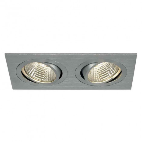 KIT TRIA 2 LED CARRE alu brossé 2x6W 38° 3000K|Spot|Lampe Avenue
