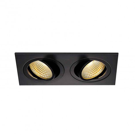 KIT TRIA 2 LED CARRE noir 2x6W 2700K 38° alim et clips ressorts inclus|Spot|Lampe Avenue