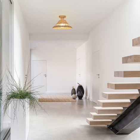 Plafonnier en bois et rotin|Plafonnier|Lampe Avenue