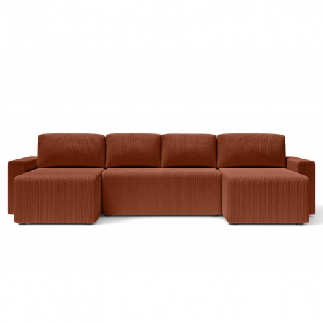 Canapé panoramique MAX convertible velours côtelé terracotta 6 places|Canape|Baita Home