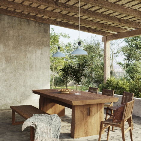 Suspension extérieure bleu clair en métal émaillé|Exterieur|Lampe Avenue Suspension extérieure bleu clair en métal émaillé|Exterieur|Lampe Avenue