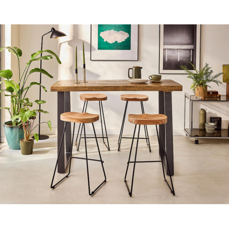 Djoda - lot de 4 tabourets de bar - bois massif d'acacia|Chaise|BestMobilier