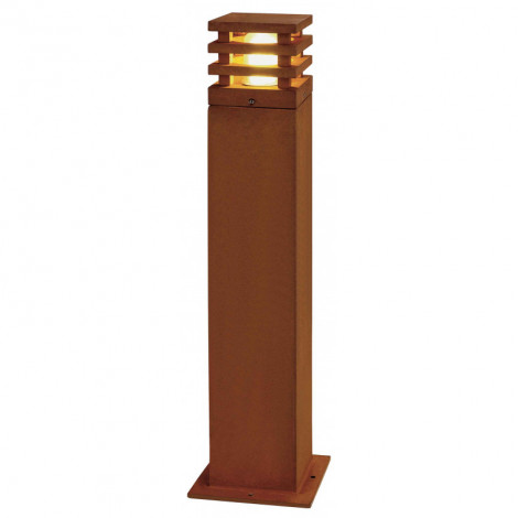 RUSTY CARRE 70 borne fonte rouillée E27 éco énergie max 11W IP55|Exterieur|Lampe Avenue
