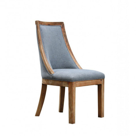 Chaise en tissu gris chiné et bois de pin massif recyclé - CHALET|Chaise|Meuble et moi