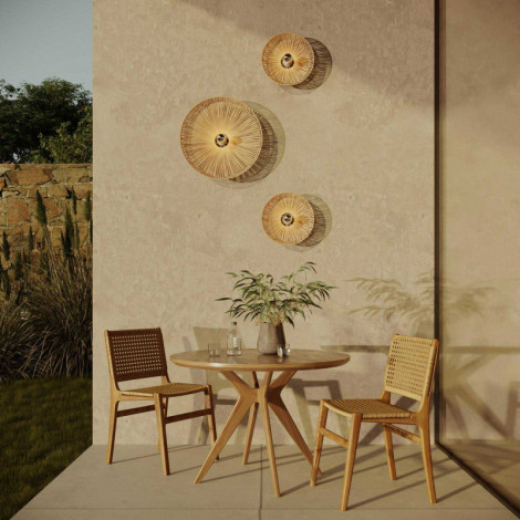 Grande applique murale ou plafonnier en raphia|Exterieur|Lampe Avenue