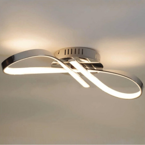 Plafonnier LED design ruban infini chrome - Acht|Plafonnier|Kosilum