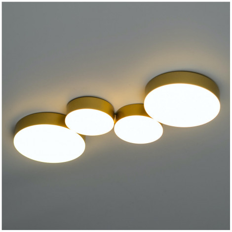 Plafonnier moderne doré 4 spots lumineux LED - Skavi|Plafonnier|Kosilum