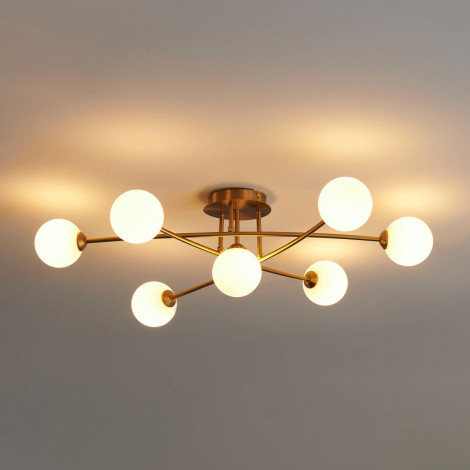 Plafonnier tendance métal et verre blanc - Estrela|Plafonnier|Kosilum Plafonnier tendance métal et verre blanc - Estrela|Plafonnier|Kosilum