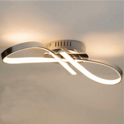 Plafonnier LED dimmable design ruban infini chromé - Acht|Plafonnier|Kosilum Plafonnier LED dimmable design ruban infini chromé - Acht|Plafonnier|Kosilum