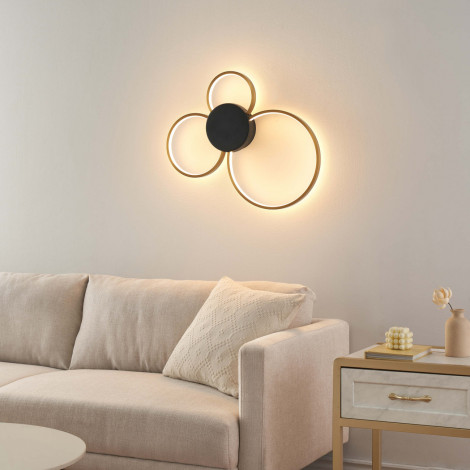 Plafonnier ou applique triple cercle noir et laiton dimmable - Alisa|Plafonnier|Kosilum Plafonnier ou applique triple cercle noir et laiton dimmable - Alisa|Plafonnier|Kosilum