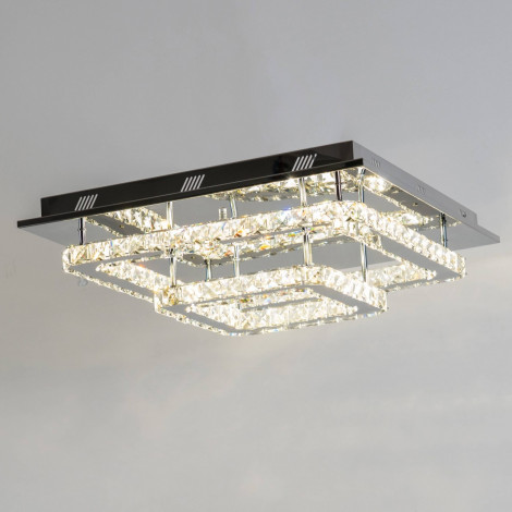 Plafonnier LED cristal 2 carrés design - Wade|Plafonnier|Kosilum Plafonnier LED cristal 2 carrés design - Wade|Plafonnier|Kosilum