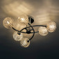 Plafonnier design à 6 sphères transparentes aux motifs graphiques - Salvati|Plafonnier|Kosilum