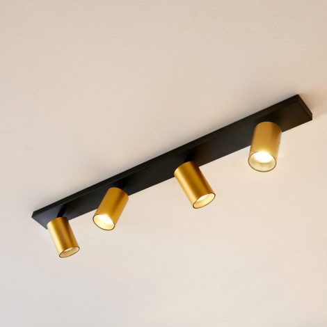Plafonnier multi spots pivotants GU10 noir et doré - Lewis|Plafonnier|Kosilum