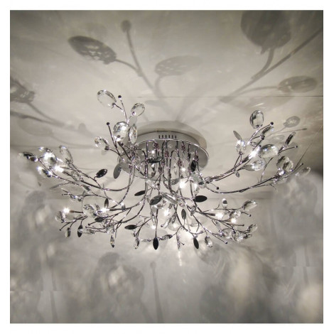 Plafonnier chromé cristal Aiken télécommande|Plafonnier|Kosilum