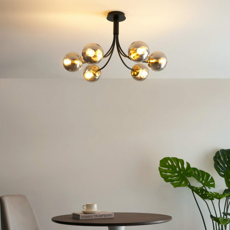 Plafonnier chic noir boules en verre - Ciara|Plafonnier|Kosilum Plafonnier chic noir boules en verre - Ciara|Plafonnier|Kosilum