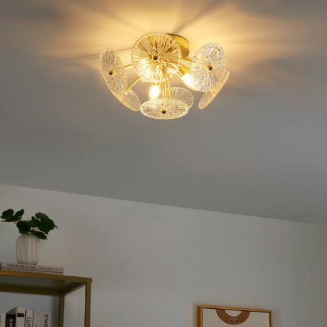 Petit plafonnier chic métal doré et verre - Emilia|Plafonnier|Kosilum