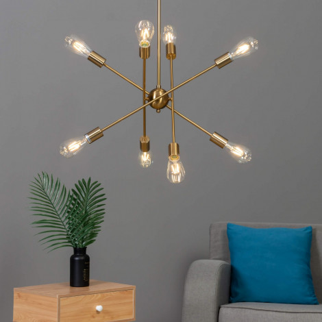 Suspension au fini laiton quatre tiges métalliques - Sagitta|Lustre|Kosilum Suspension au fini laiton quatre tiges métalliques - Sagitta|Lustre|Kosilum