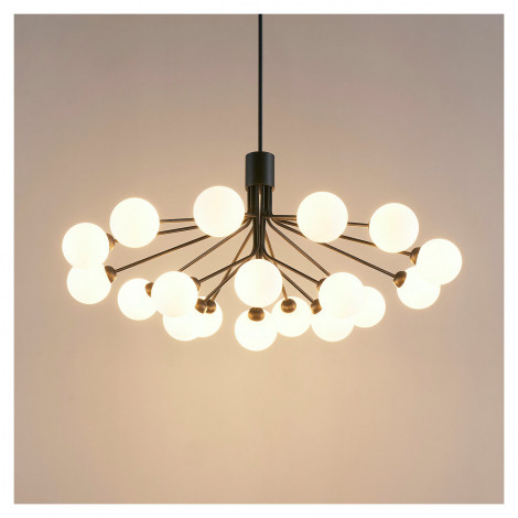 Grande suspension élégante noire à 18 boules - Audrey|Lustre|Kosilum