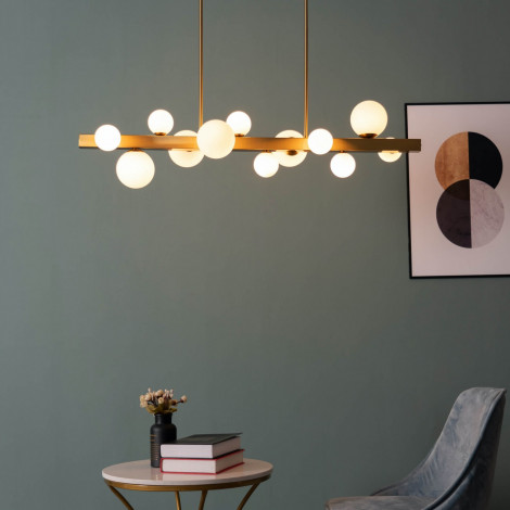 Grande suspension à 12 sphères blanches - Oromia|Lustre|Kosilum